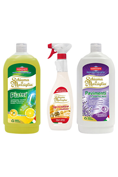 Schiuma di Marsiglia Pachet Detergent de vase Piatti Fiori di Limone 1 L + Sp...