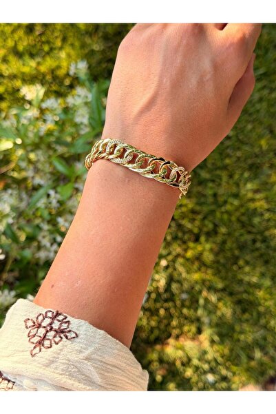 BEANDGO 14K GOLD RENK KALIN ZİNCİR PREMİUM ÇELİK BİLEKLİK