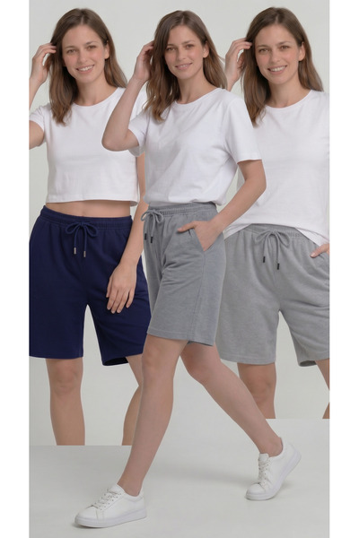 Leopars Women's 3-Pack Basic Oversize Bermuda Shorts Minimal Style