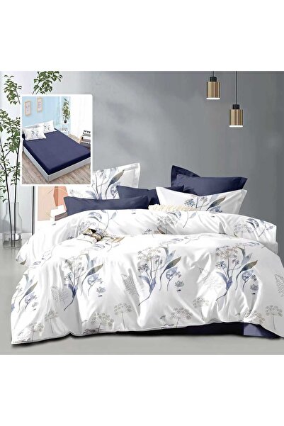 Pucioasa Lenjerie de pat dublu set 6 piese, Cearceaf elastic 180x200, Husa pi...
