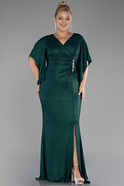 Efelif Short Sleeve Double Breasted Collar Long Plus Size Evening Dress Abu39715
