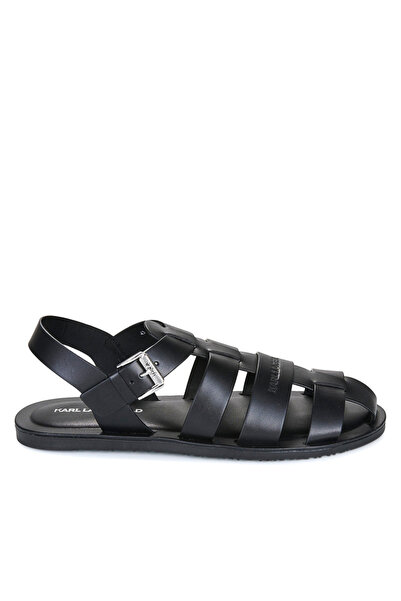 Karl Lagerfeld Ανδρικά Δερμάτινα Σανδάλια Μαύρα KL70223-000 BLACK