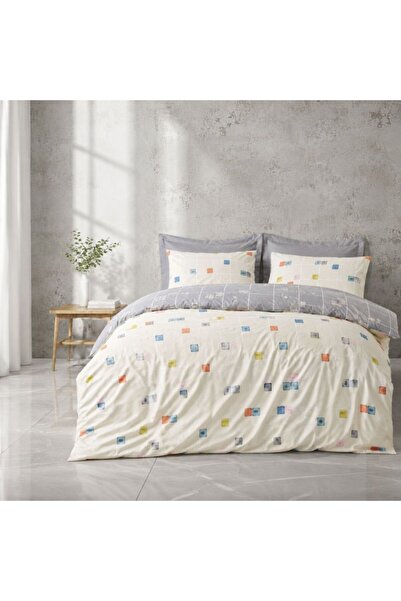 Cotton Box Double bed linen with Stretchy Evo Grey, ranforce Cotton , geometr...
