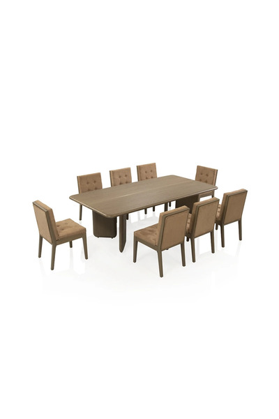 Midas Furniture WOODEN DINING TABLE SET 8 CHAIRS 240X120X75 CM BROWN