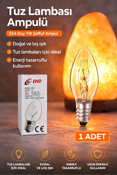 ANADOLU HASAT 1 Adet-Tuz Lambasi Ampulü E14 Gece Lambasi Ampulü şeffaf ampul