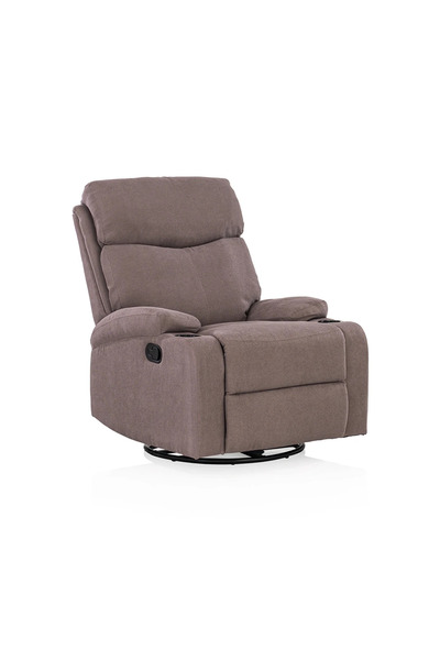 Midas Furniture كرسي استرخاء دوار من الكتان مقاس 79×97×102 سم باللون البني