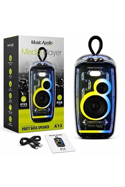 Music Apollo A13 Portable Bluetooth Speaker with RGB LED Lights, IPX5 Waterpr...