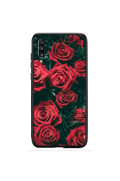 Other Samsung A70 Red Roses Black Glossy Θήκη