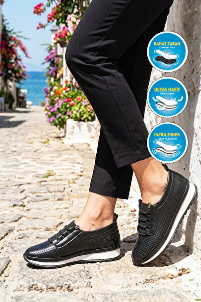 AYK'S Black Lightweight Rubber Laced Women's Casual Shoes Bd-034 Z