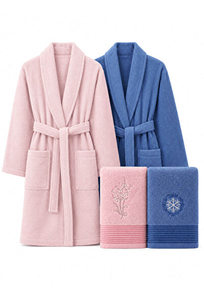 Elif Mira Set halate de baie pentru familie, 4 piese, din bumbac, pentru feme...