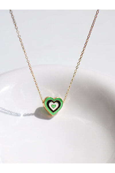 Reorah Collection Green Layered Heart Necklace
