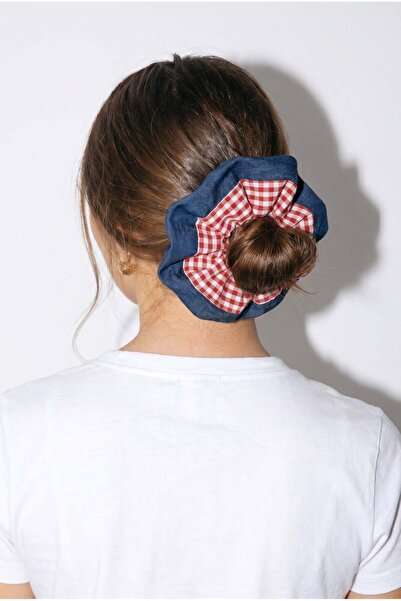 Katia&Bony Pötikareli ve Koyu Mavi Scrunchie Toka