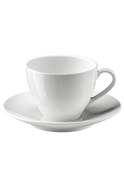OEM Set de 6 cești de espresso cu farfurioară, 90 ml, porțelan, alb lucios