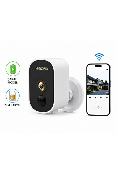 electroawm 4G SIM Kartlı Şarjlı Güvenlik Kamerası 4000mAh Bataryalı Gece Görü...
