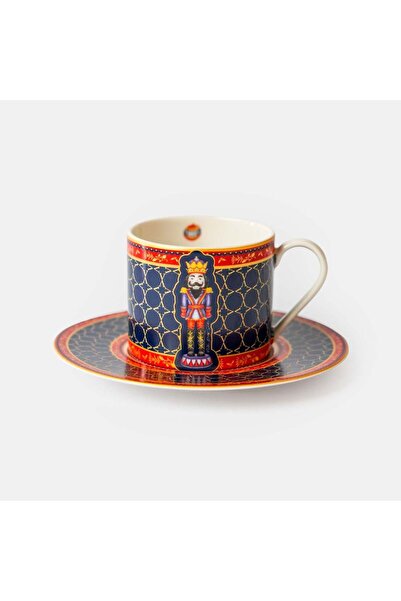 VİTELLİ Nutcracker Mavi Porselen Çay Fincanı 2 Parça Tek Kişilik 180 ml