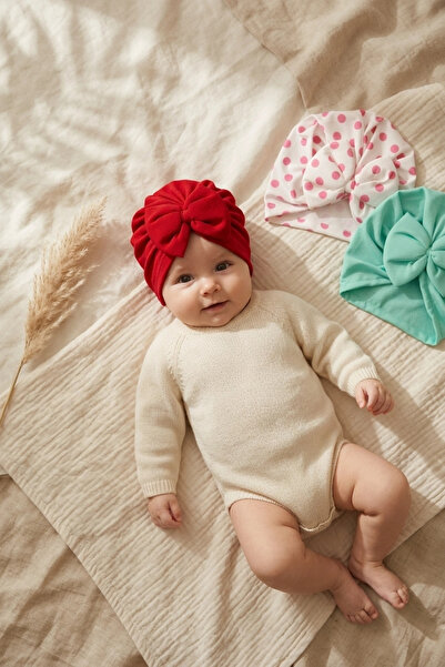 Babydonat قبعة ساتان للأطفال من لييا بريميوم مكونة من 3 قطع مع فيونكة كبيرة -...