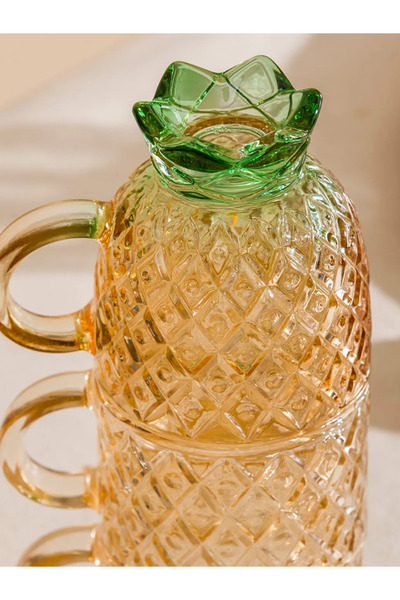 LC Waikiki Renksiz Ananas Figürlü Cam Bardak Seti 4'lü 220 ml
