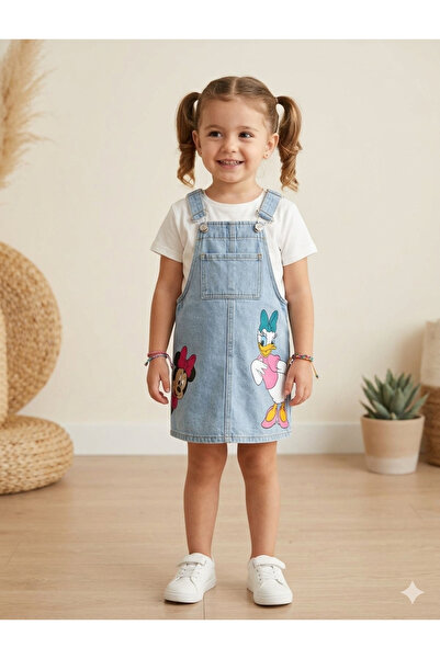 SAYDAMODA Minnie Mouse & Daisy Duck Baskılı Jile Elbise