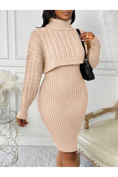 Iuliashop Set tricotat cu rochie scurtă Sorana Crem - XL
