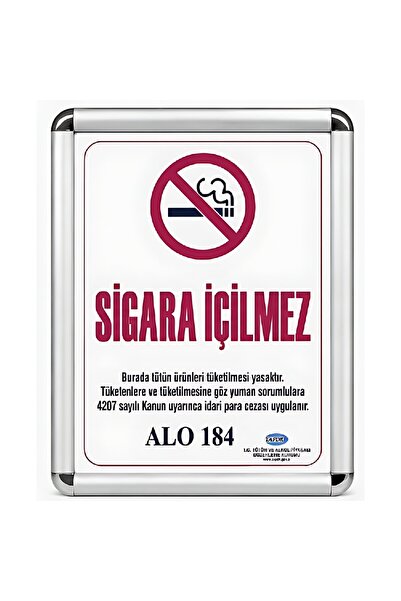 Arte Display Sigara İçilmez Levhası B2 (50x70cm) Alüminyum çerçeveli (Gri)
