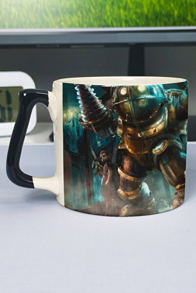 ZipZap Bioshock Printed Ceramic Luxury Mug (1 Piece) Special Black Handle Wav...