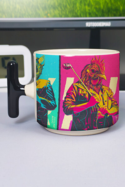 ZipZap كوب سيراميك فاخر مطبوع عليه Hotline Miami (قطعة واحدة) بمقبض أسود خاص ...