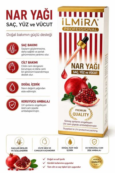 Marka İlmira Nar Yağı 100 ml - Saç, Yüz Ve Vücut Yağı | Pomegranate Oil Hair,...