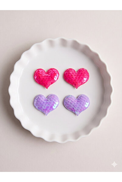 Jeevee Set of 4 Heart Sequin Sparkling Side Buckles for Children and Adults