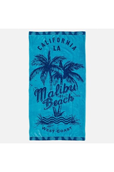 OEM Blue Cotton Beach Towel with Pattern 150 x 75 cm