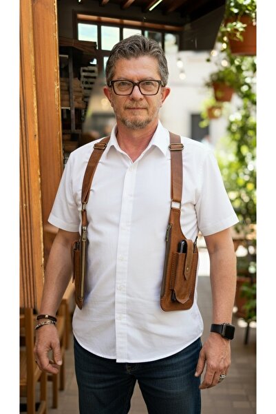 MelAlp Men's Genuine Crazy Leather Adjustable Strap Shoulder Bag Handmade