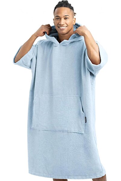 Homelevel Poncho de baie unisex, S-M, Albastru, bumbac, 54881.23.19