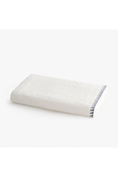 LC Waikiki Nevavm Farkıyla Tria Bath Towel 100% Cotton Jacquard Cream-Navy Bl...