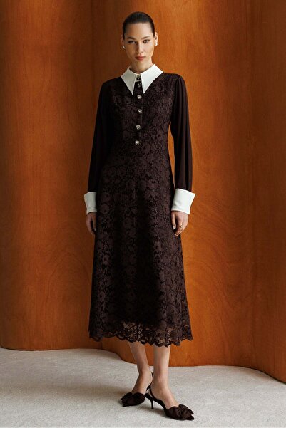 Moda İlgi Modailgi Lace Fabric Long Dress