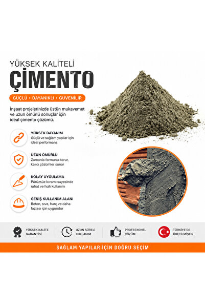 NVT YAPI İNŞAAT Gri Toz Çimento Yüksek Yapışma Gücü (1 Kiloluk Torba Şeklinde)