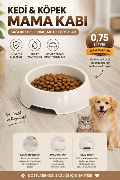 Funny Life Gondol Kedi Köpek Mama ve Su Kabı – Dayanıklı Plastik Mama Kabı, K...