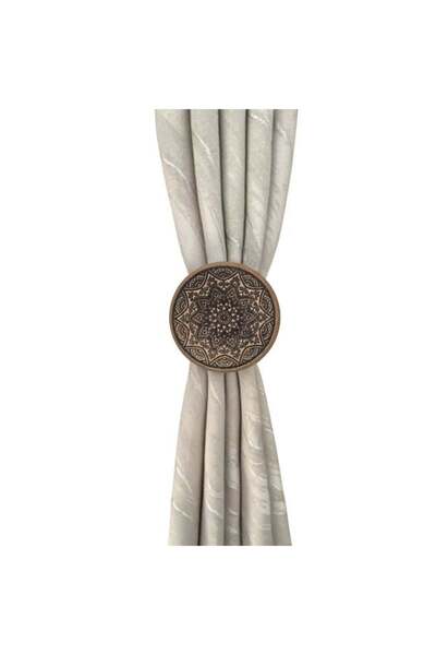 OEM Broșă decorativă pentru perdea, Lemn, Multicolor, Mandala, 6cm, 2bucăți, ...
