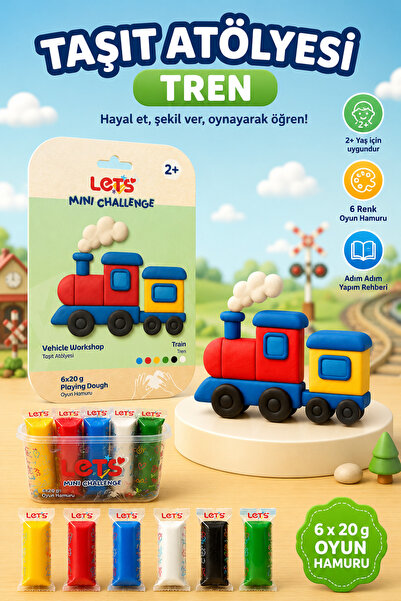 Lets Mini Challenge 5 Renk Taşıt Atölyesi Tren Oyun Hamuru 120g