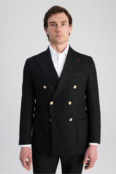 D'S Damat Ds Damat Regular Fit Black Dobby Fabric Jacket