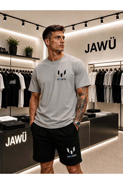 JAWÜ STYLE Tricou imprimat MESSI - Set pantaloni scurți supradimensionați