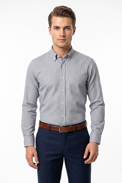 KAMER Men's Large Size Classic Single Pocket Long Sleeve Shirt 4069 Bgl-St05529