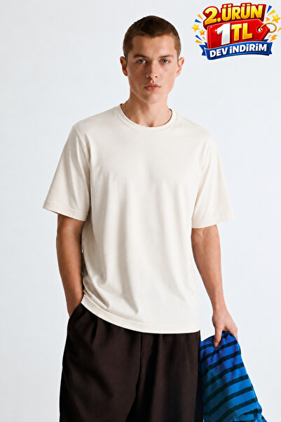 DAMGA JEANS Ανδρικό μπλουζάκι από 100% βαμβάκι Premium Casual Loose Cream
