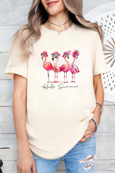 Sarah's Boutique Women's T-shirt – 100% cotton – Hello Flamingos