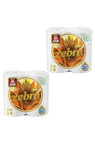 Zebra Pack of 2 X Daily XL kitchen rolls 2 rolls, 3 layers, 800gr/ Top Bottom...