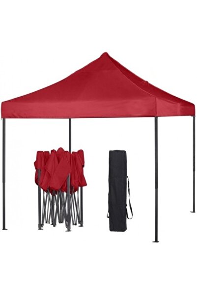 OEM Cort de Gradina Tip Pavilion ROSU, 3×3m, Pliabil, Cadru Metalic