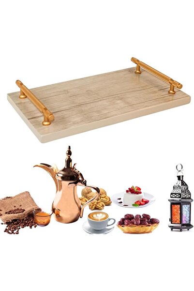 Generic Wooden serving trays with beautiful handle for tea, coffee, desserts ...