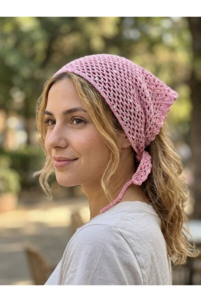 MOJOMIX Seamless Hand Knitted Pink Colorful Sequined Summer Flexible Bandana ...