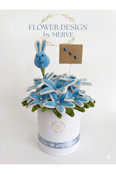 Flower desıgn by Merve Hoşgeldin Bebek Temalı Mavi Şönil Çiçek Aranjmanı - Ta...
