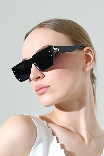 Violon Women's Black Frame Black Glass Sunglasses