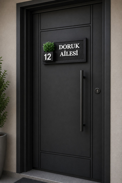 SHELİFE Kişiye Özel Ahşap Kapı İsimliği ve Kapı Numarası 15x25 cm | Dekoratif...
