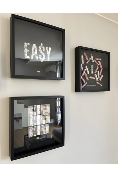 NOİRFRAM Noirframe® Money Collection 3’lü Shadow Box MDF Tablo Seti – Parlak ...